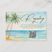 Carte D'accompagnement Plage Palm Trees QR Code Mariage Cadeau Registre (Devant)