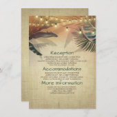 Carte D'accompagnement Plage Palms and Lights Information du Mariage Invi (Devant / Derrière)