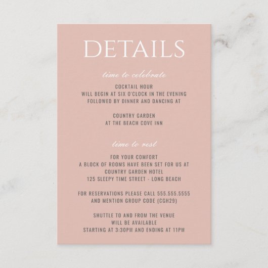 Carte D'accompagnement Plage Pastel (Devant)