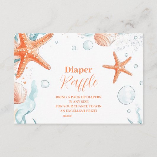 Carte D'accompagnement Plage Starfish & Seashells Elegant Diapper Raffle (Devant)