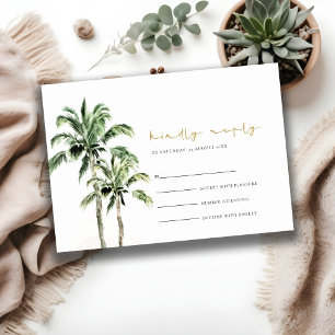 Carte D'accompagnement Plage tropicale Palmiers Aquarelle Mariage Rsvp