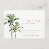 Carte D'accompagnement Plage tropicale Palmiers Aquarelle Mariage Rsvp (Devant)