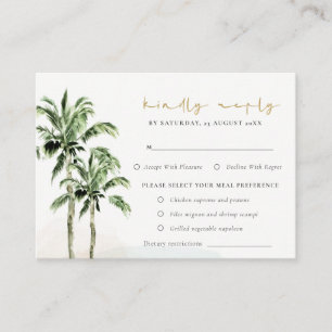 Carte D'accompagnement Plage Tropicale Palmiers Mariage Rsvp Repas Régime