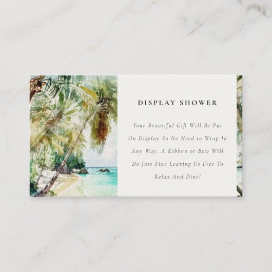 Carte D'accompagnement Plage tropicale Palmiers Présentation Baby Shower (Devant)