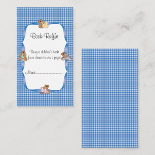 Carte D'accompagnement Plaid bleu avec ours bébé Thème Livre Raffle