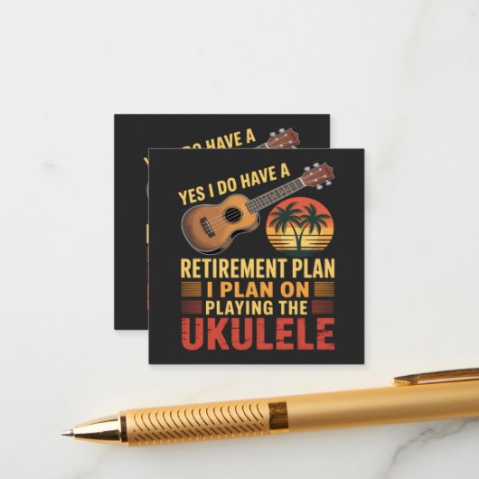 Carte D'accompagnement Plan de retraite Ukulele Drôle (Devant/Arrière en situation)