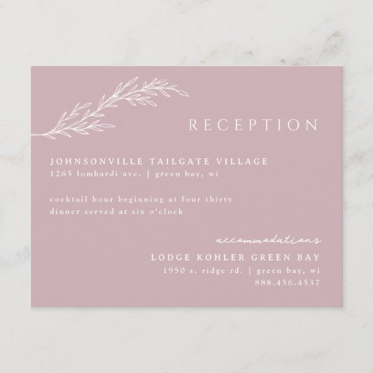 Carte D'accompagnement Plan floral Boho moderne en rose pâle (Devant)