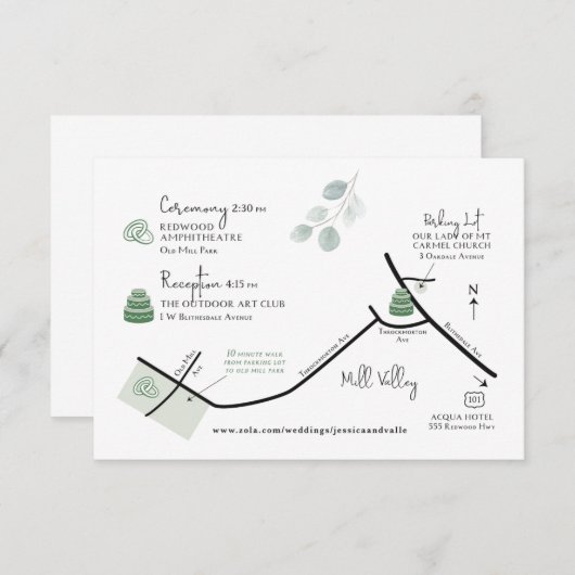 Carte D'accompagnement Plan mariage Conception de commande personnalisée (Devant / Derrière)