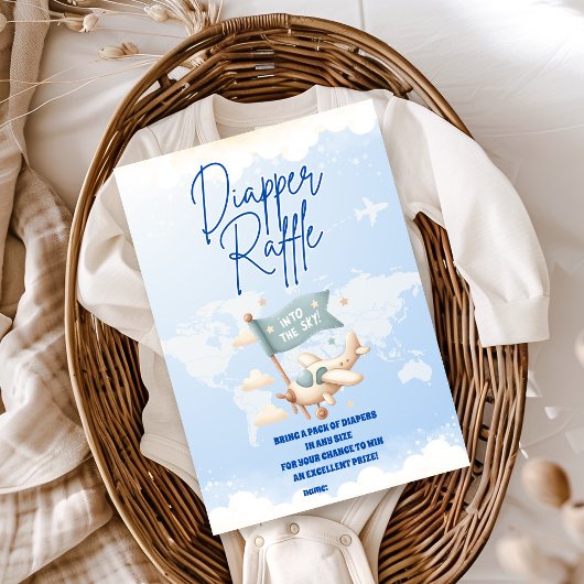 Carte D'accompagnement Plane Adventure Attend Diapper Raffle