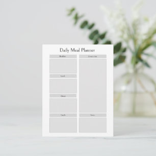 Carte D'accompagnement Planificateur de repas quotidien personnalisé   Si