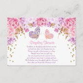 Carte D'accompagnement Plaques de douche d'affichage Papillon rose et or (Devant)