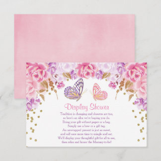 Carte D'accompagnement Plaques de douche d'affichage Papillon rose et or