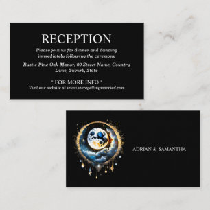 Carte D'accompagnement Pleine lune céleste nuit étoile ciel bleu or