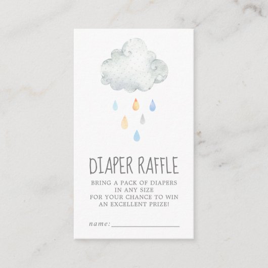 Carte D'accompagnement Pluie Cloud Boy Baby shower Diaper Raffle (Devant)