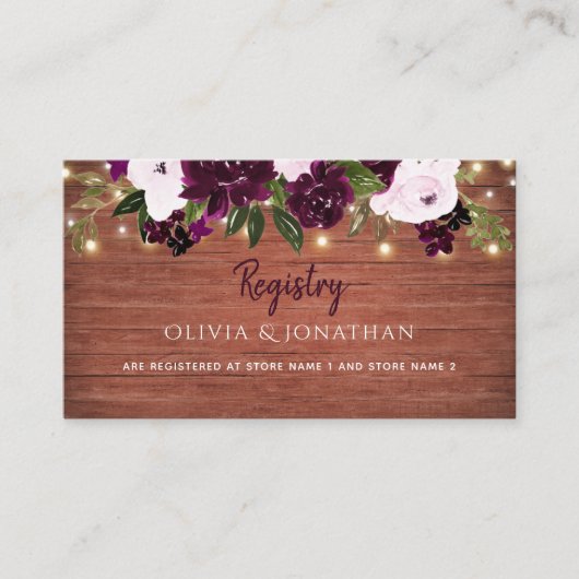 Carte D'accompagnement Plum Floral Rustique Mariage (Devant)