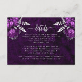 Carte D'accompagnement Plum Purple Argent Floral Script Détails du Mariag (Devant)