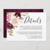 Carte D'accompagnement Plum Purple Blush Rose Botanique Détails (Devant / Derrière)