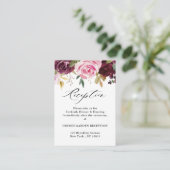 Carte D'accompagnement Plum Purple Blush Rose Botanique Réception Florale (Debout devant)