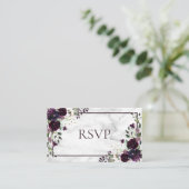 Carte D'accompagnement Plum violet Fleur Marbre Automne Mariage d'hiver R (Debout devant)