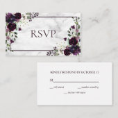 Carte D'accompagnement Plum violet Fleur Marbre Automne Mariage d'hiver R (Devant / Derrière)