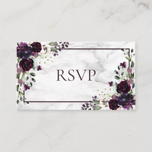 Carte D'accompagnement Plum violet Fleur Marbre Automne Mariage d'hiver R (Devant)