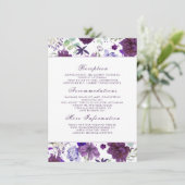 Carte D'accompagnement Plum Violet Fleurs Mariage Informations Invité (Debout devant)
