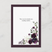 Carte D'accompagnement Plum violet mauve Floral Aquarelle Mariage Détail (Dos)