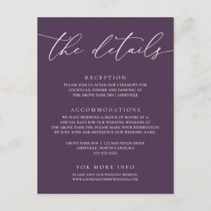 Carte D'accompagnement Plum violet Moderne Minimaliste Mariage Enclavemen