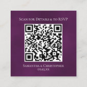 Carte D'accompagnement Plum violet Rose Détails du Mariage et RSVP QR Cod (Dos)