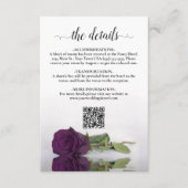 Carte D'accompagnement Plum violet Rose élégant Détails de mariage QR Cod (Devant)