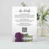 Carte D'accompagnement Plum violet Rose élégant Détails de mariage QR Cod (Debout devant)