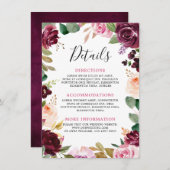 Carte D'accompagnement Plum violet rose pâle Mariage végétal (Devant / Derrière)