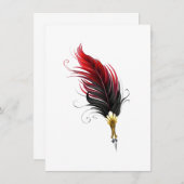 Carte D'accompagnement Plume rouge avec pointe en or (Devant / Derrière)