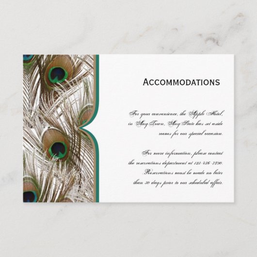 Carte D'accompagnement Plumes Peacock avec un cadre double (Devant)