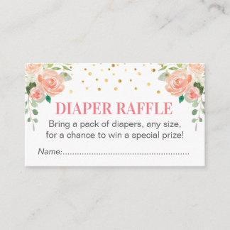 Carte D'accompagnement Poche Peony Diaper Raffle Ticket Girl Baby shower