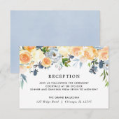 Carte D'accompagnement Pocher corail bleu floral aquarelle réception (Devant / Derrière)