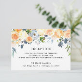 Carte D'accompagnement Pocher corail bleu floral aquarelle réception (Debout devant)