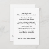 Carte D'accompagnement Poème "Comment fais-tu" (Devant / Derrière)