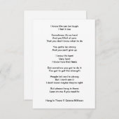 Carte D'accompagnement Poème "Hang In There" (Devant / Derrière)