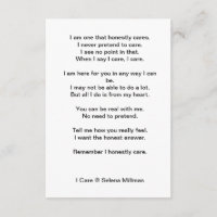 Poème "I care"