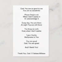 Poème "Merci, Dieu"