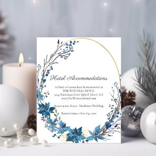 Carte D'accompagnement Poinsettia Floral Hôtel Hébergements   Turquoise