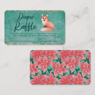 Carte D'accompagnement Poinsettia Fox Baby shower Déchets Raffle Ticket