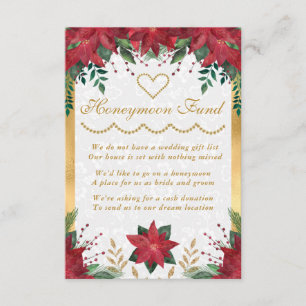Carte D'accompagnement Poinsettia Noël Mariage d'hiver Fonds de lune de m