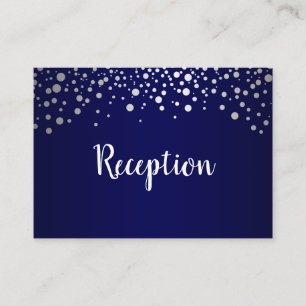 Carte D'accompagnement Points Confetti bleu marine et argent - Réception
