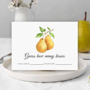 Carte D'accompagnement Poires aquarelle Combien de baisers jeu de mariage