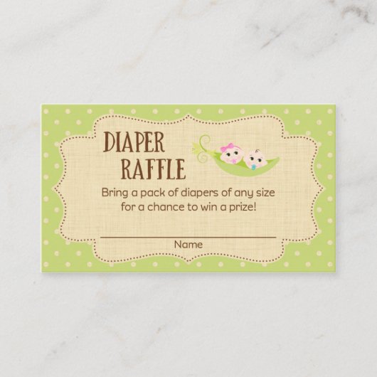 Carte D'accompagnement Pois Dans Un Baby shower De Poitrine Billet Raffle (Devant)