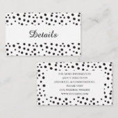 Carte D'accompagnement Pois. Détails du Mariage noir et blanc (Devant / Derrière)