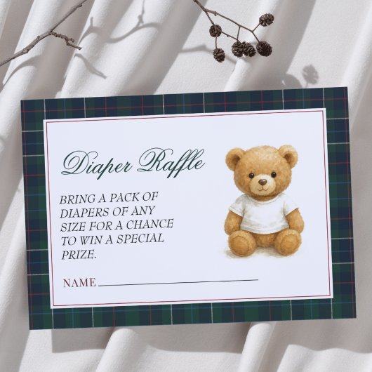 Carte D'accompagnement Poitrine de Baby shower de couches Prêppy Teddy