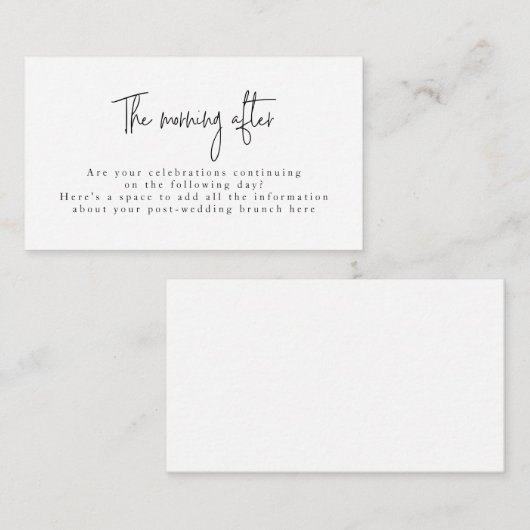 Carte D'accompagnement Police de script Black & White Post Mariage Brunch (Devant / Derrière)